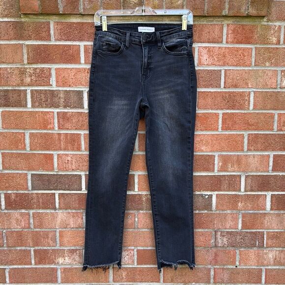 Flying Monkey Black Ankle Cropped Jeans with Raw Hem - Picture 1 of 9